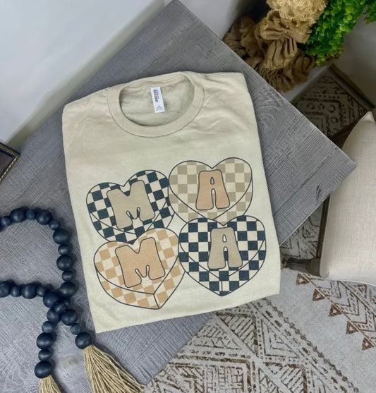 Checkered MAMA Vday Tee 🤎♠️