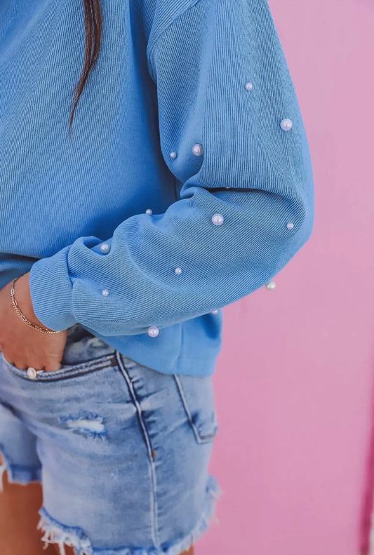 Blue Beaded Pearl Longsleeve